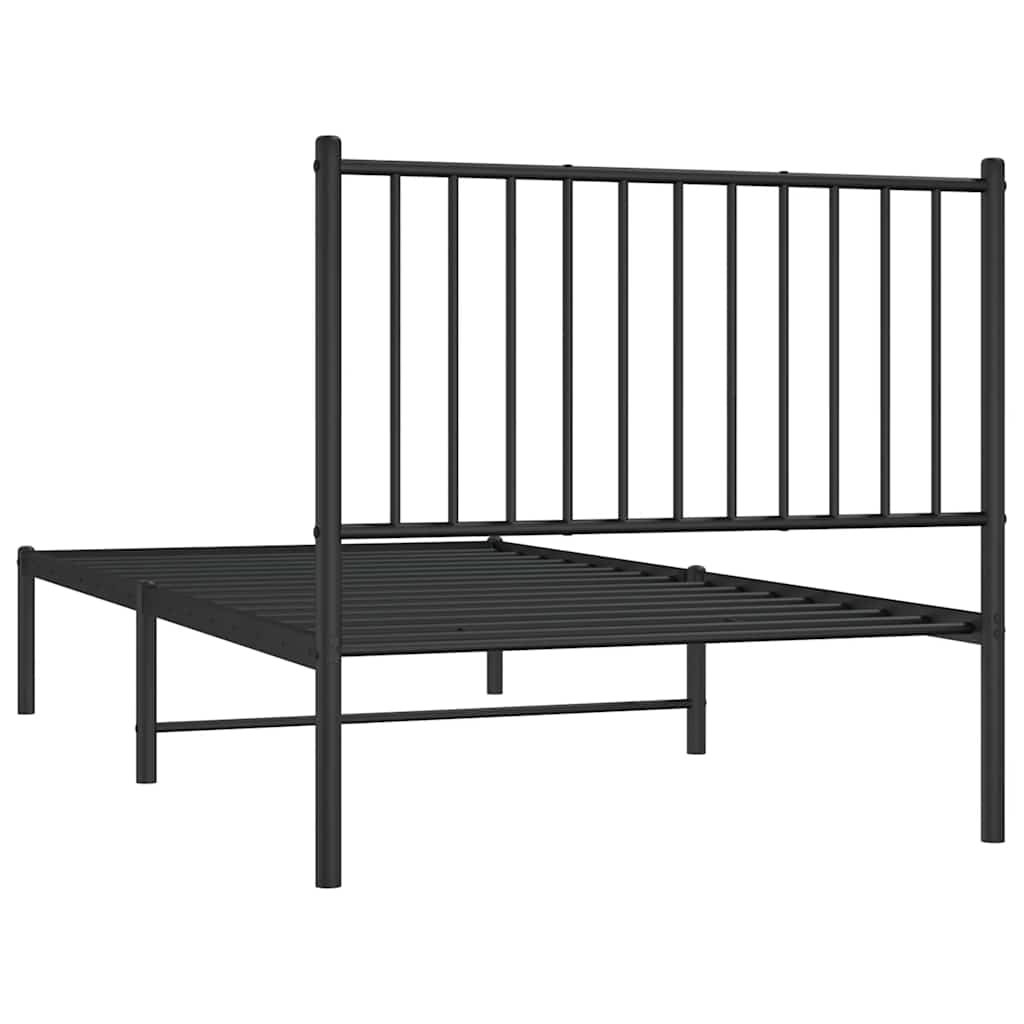 Giroletto con Testiera in Metallo Nero 90x190 cm