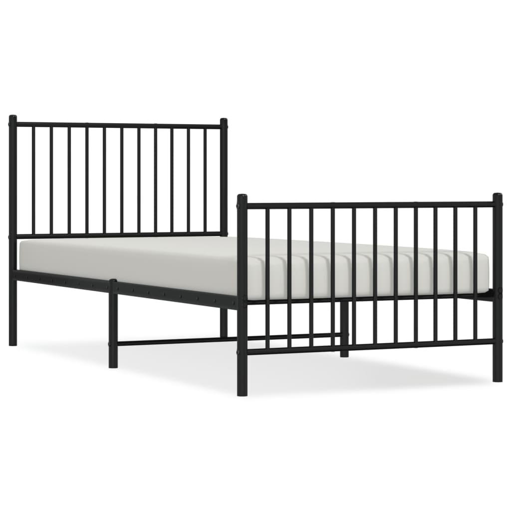 Giroletto con Testiera e Pediera Metallo Nero 90x200 cm | homemem39