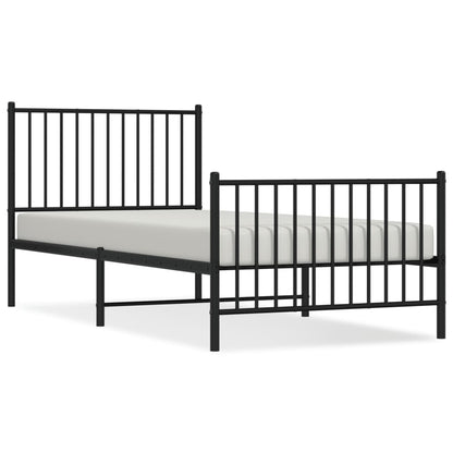 Giroletto con Testiera e Pediera Metallo Nero 90x200 cm | homemem39