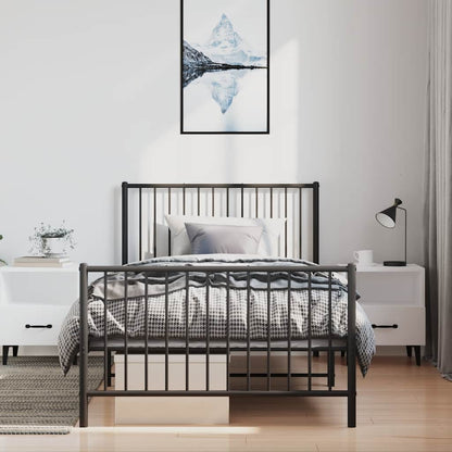 Giroletto con Testiera e Pediera Metallo Nero 100x200 cm