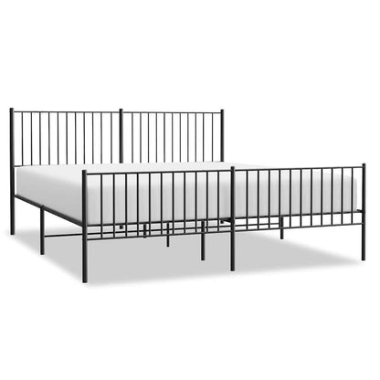 Giroletto con Testiera e Pediera Metallo Nero 183x213 cm