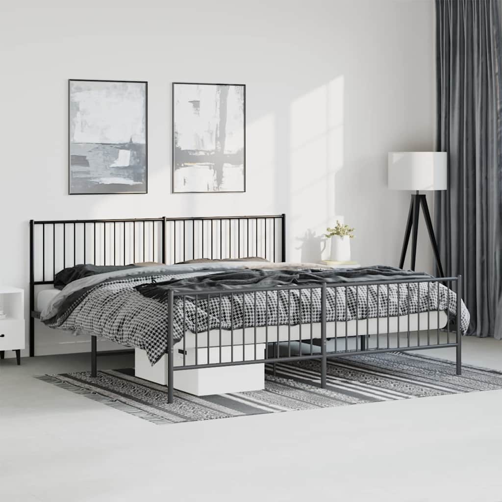 Giroletto con Testiera e Pediera Metallo Nero 193x203 cm
