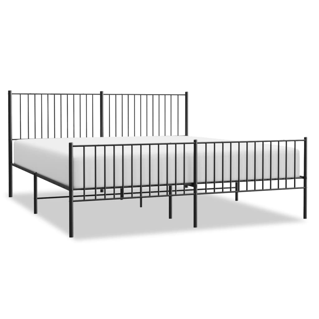 Giroletto con Testiera e Pediera Metallo Nero 200x200 cm | homemem39