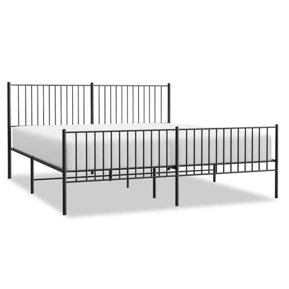 Giroletto con Testiera e Pediera Metallo Nero 200x200 cm | homemem39