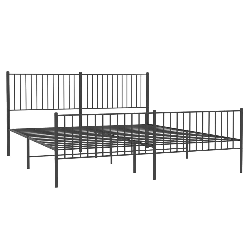 Giroletto con Testiera e Pediera Metallo Nero 200x200 cm | homemem39
