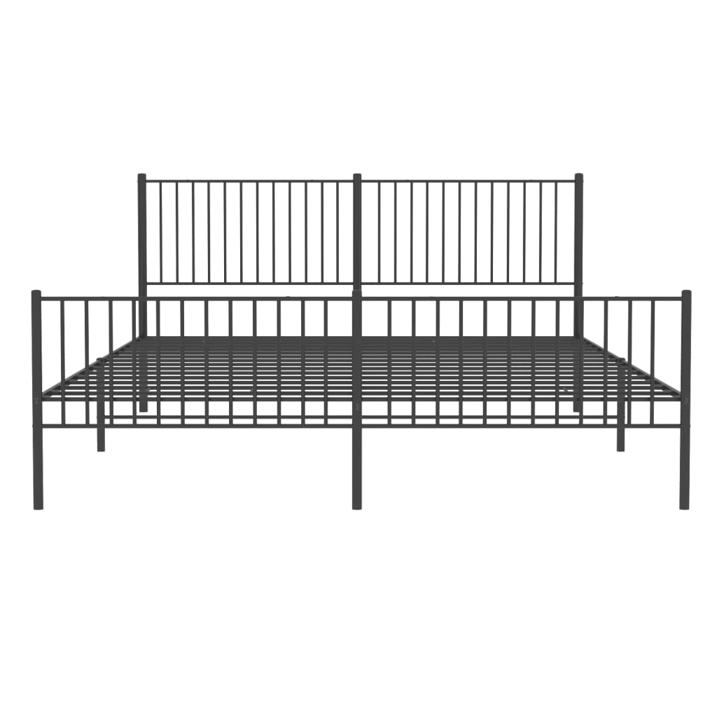 Giroletto con Testiera e Pediera Metallo Nero 200x200 cm | homemem39
