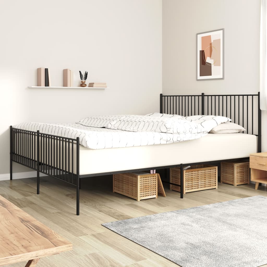 Giroletto con Testiera e Pediera Metallo Nero 200x200 cm | homemem39