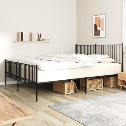 Giroletto con Testiera e Pediera Metallo Nero 200x200 cm | homemem39