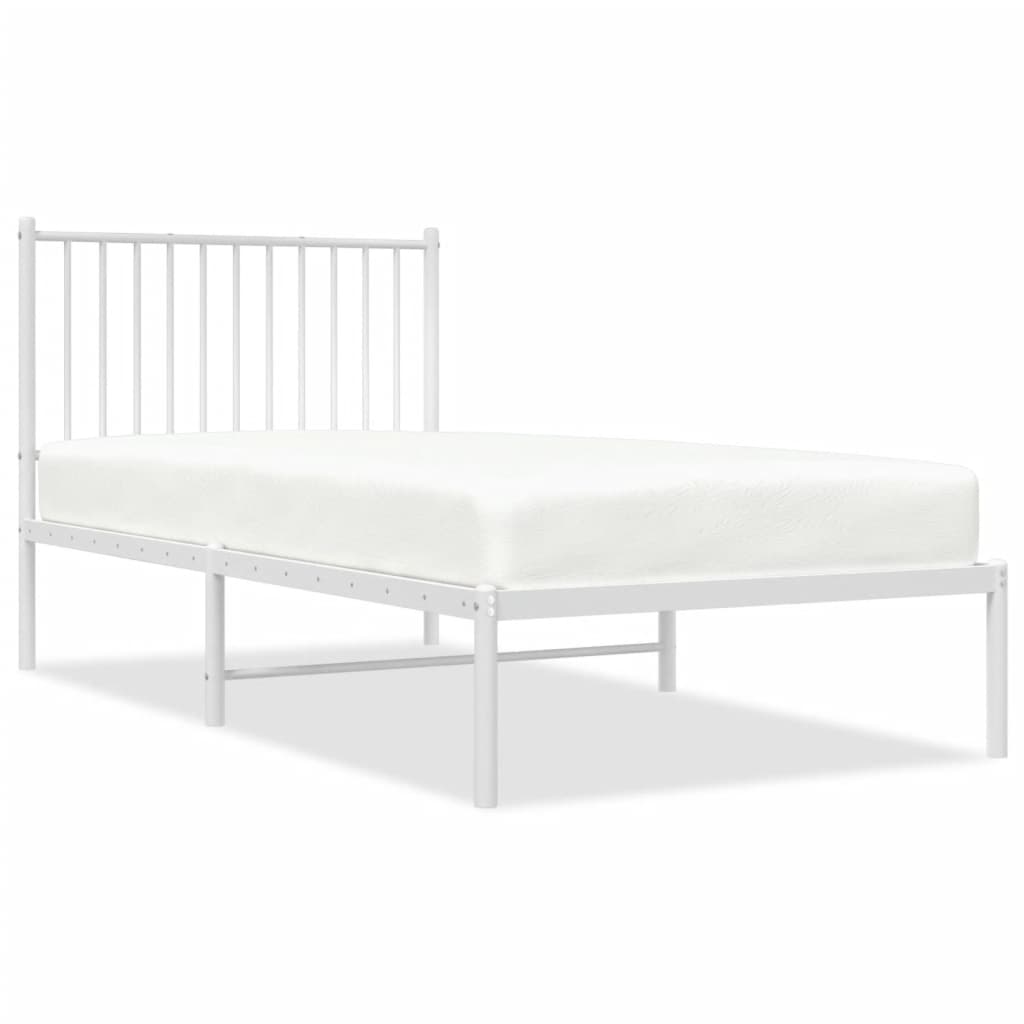 Giroletto con Testiera Metallo Bianco 90x190 cm