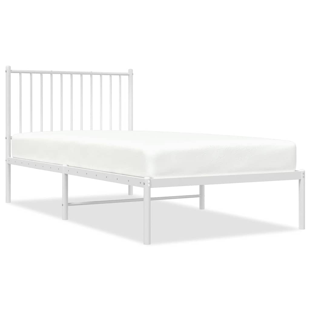 Giroletto con Testiera Metallo Bianco 90x190 cm