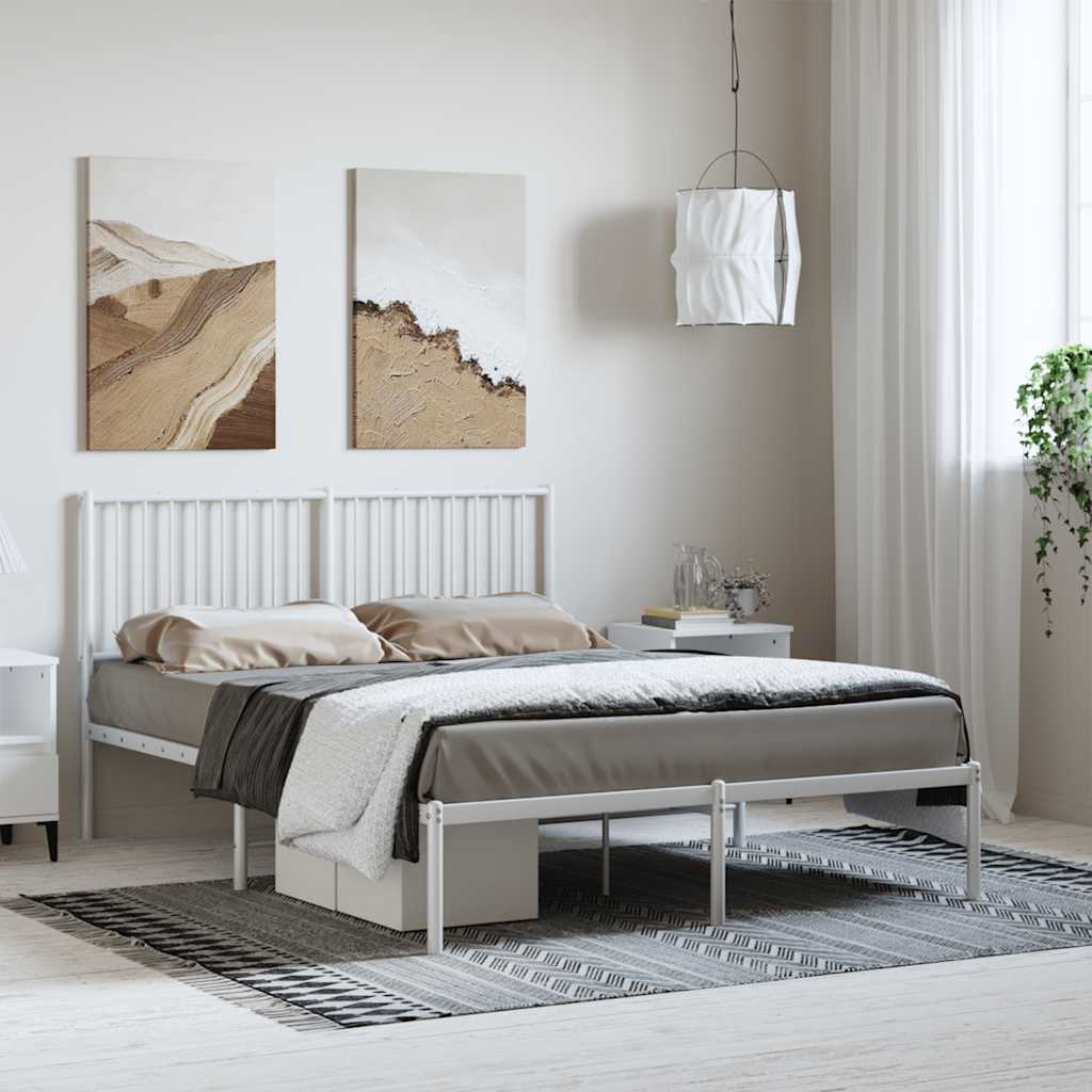 Giroletto con Testiera Metallo Bianco 135x190 cm | homemem39