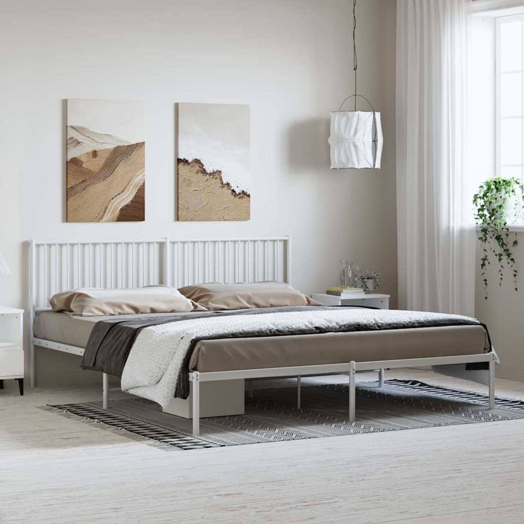 Giroletto con Testiera Metallo Bianco 183x213 cm