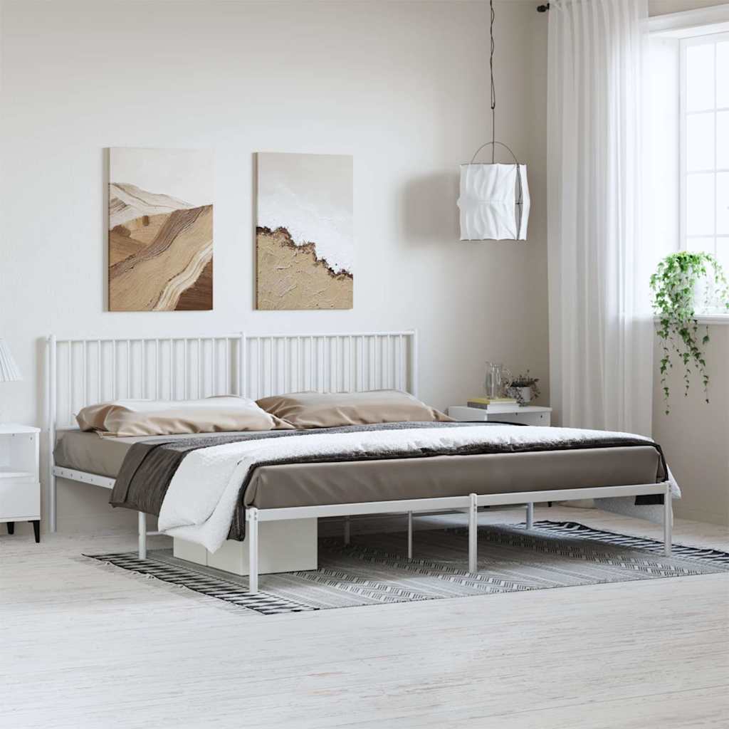 Giroletto con Testiera Metallo Bianco 193x203 cm