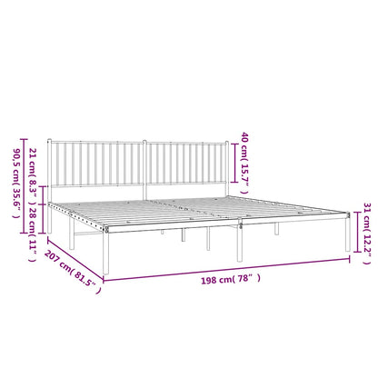 Giroletto con Testiera Metallo Bianco 193x203 cm | homemem39