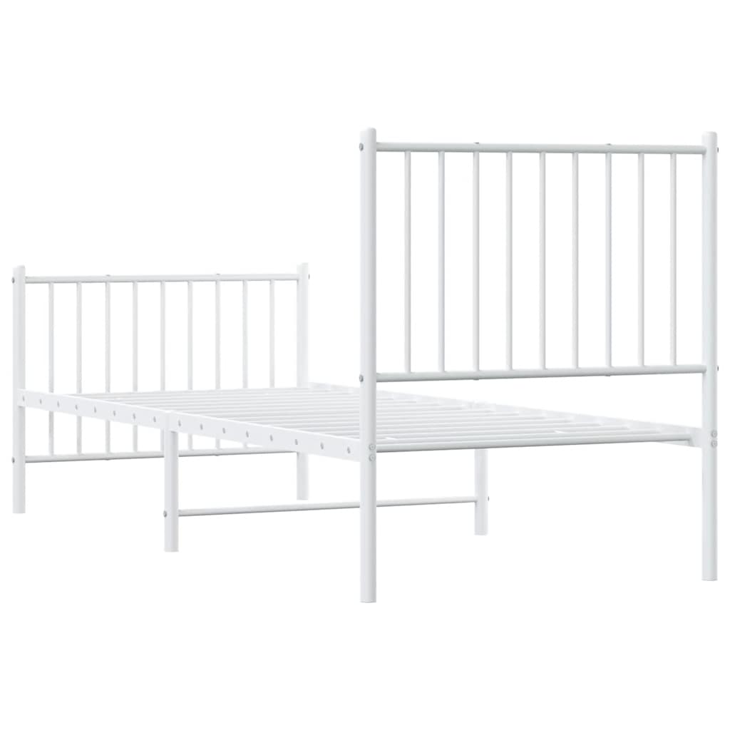 Giroletto con Testiera e Pediera Metallo Bianco 80x200 cm | homemem39