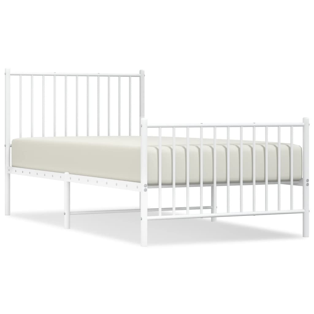 Giroletto con Testiera e Pediera Metallo Bianco 90x190 cm