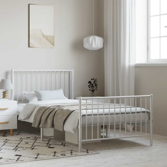 Giroletto con Testiera e Pediera Metallo Bianco 100x190 cm | homemem39