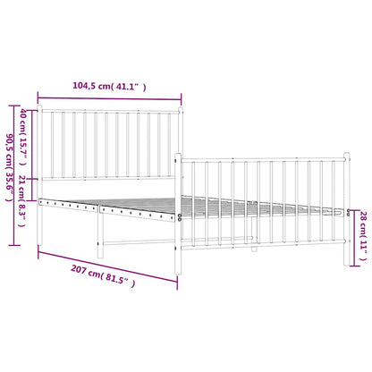 Giroletto con Testiera e Pediera Metallo Bianco 100x200 cm - homemem39