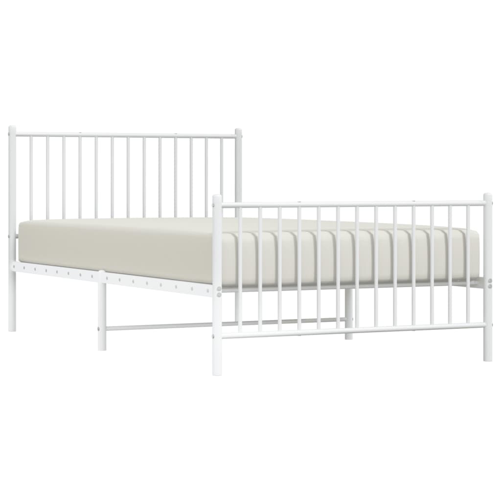 Giroletto con Testiera e Pediera Metallo Bianco 107x203 cm
