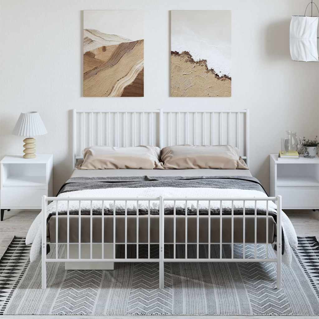 Giroletto con Testiera e Pediera Metallo Bianco 150x200 cm