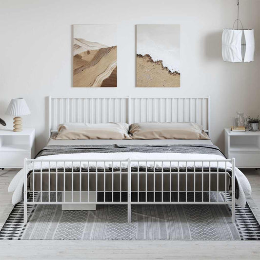 Giroletto con Testiera e Pediera Metallo Bianco 193x203 cm | homemem39