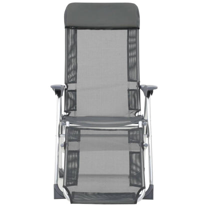 Sedie Campeggio Pieghevoli con Poggiapiedi 2pz Grigio Textilene