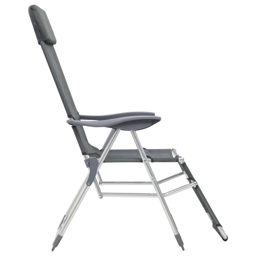 Sedie Campeggio Pieghevoli con Poggiapiedi 2pz Grigio Textilene | homemem39