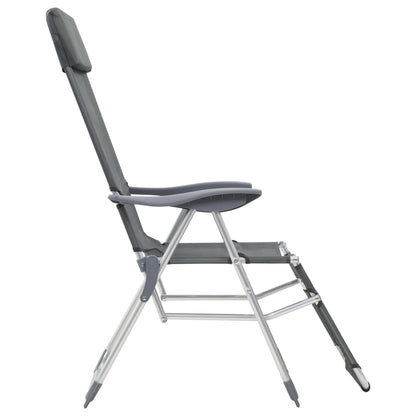 Sedie Campeggio Pieghevoli con Poggiapiedi 2pz Grigio Textilene | homemem39