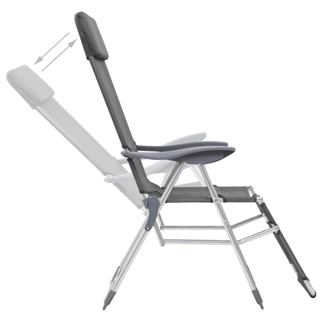 Sedie Campeggio Pieghevoli con Poggiapiedi 2pz Grigio Textilene | homemem39