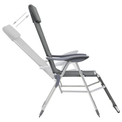 Sedie Campeggio Pieghevoli con Poggiapiedi 2pz Grigio Textilene | homemem39