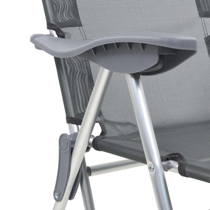 Sedie Campeggio Pieghevoli con Poggiapiedi 2pz Grigio Textilene | homemem39