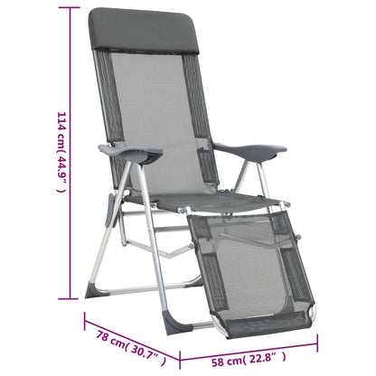 Sedie Campeggio Pieghevoli con Poggiapiedi 2pz Grigio Textilene