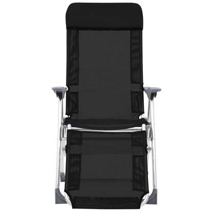 Sedie Campeggio Pieghevoli con Poggiapiedi 2pz Nero Textilene