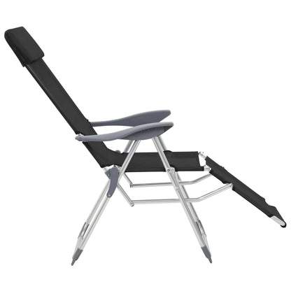 Sedie Campeggio Pieghevoli con Poggiapiedi 2pz Nero Textilene | homemem39