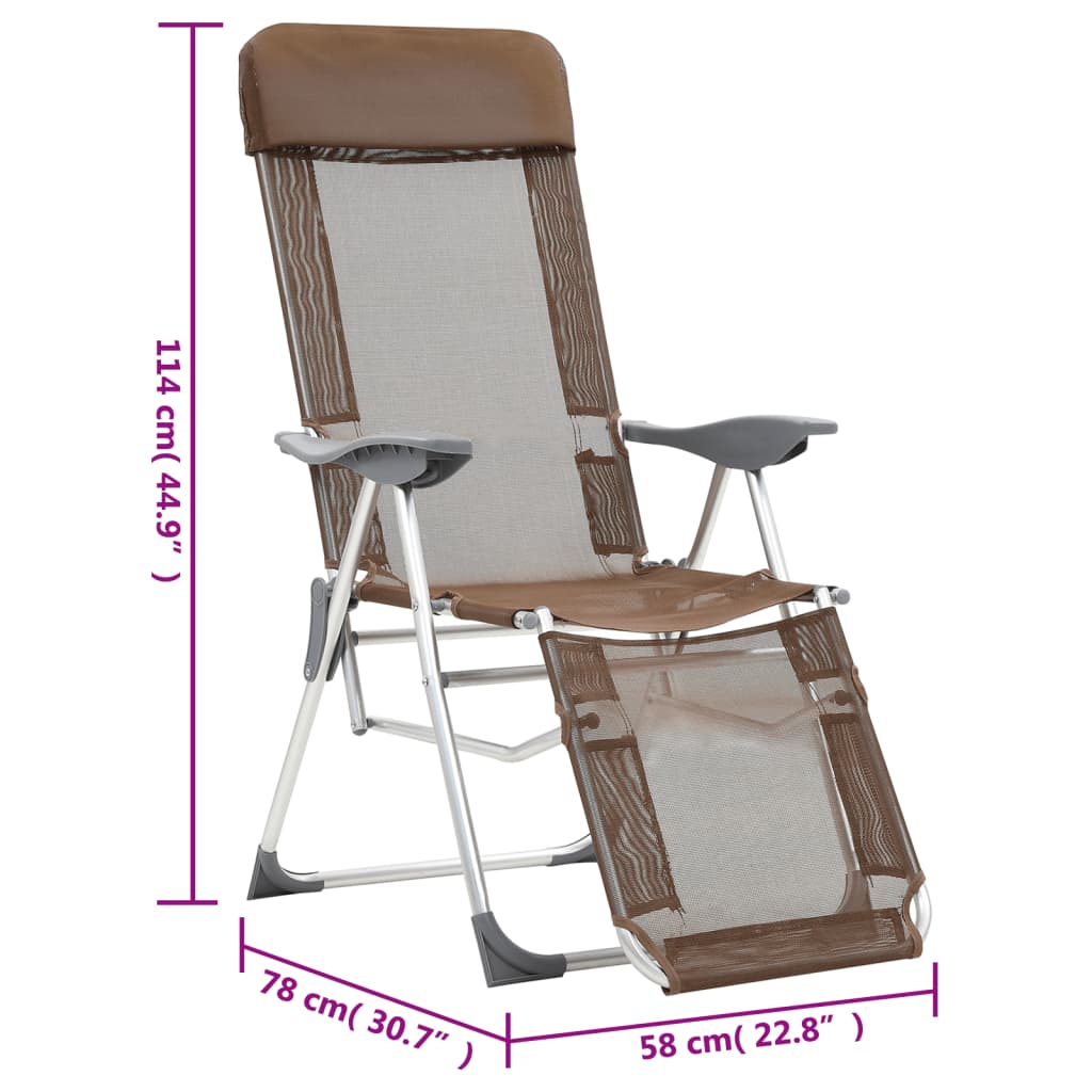 Sedie da Campeggio Pieghevoli Poggiapiedi 2pz Marroni Textilene | homemem39