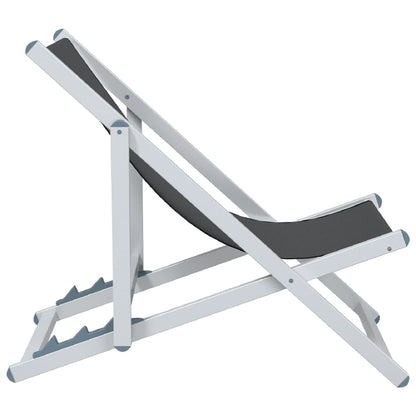 Sedie da Spiaggia Pieghevoli 2 pz Grigie Alluminio e Textilene - homemem39