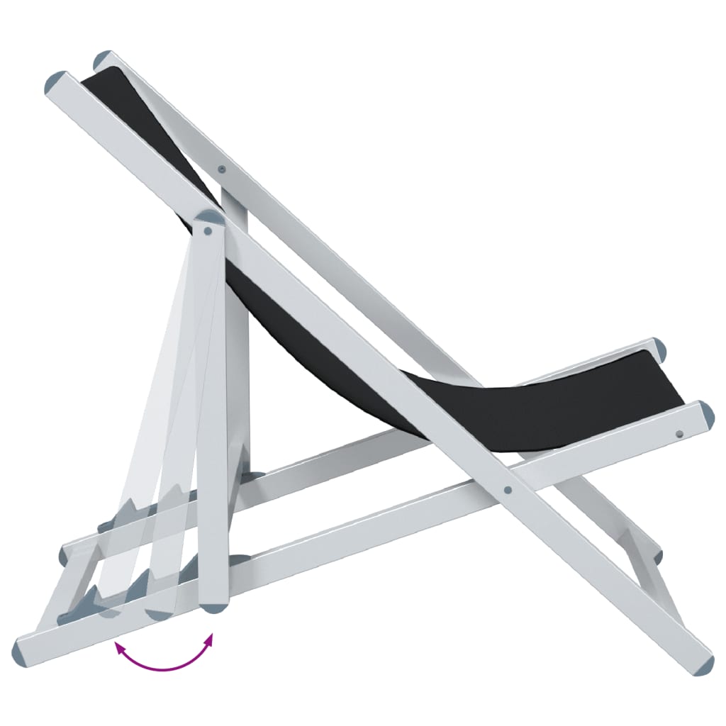 Sedie da Spiaggia Pieghevoli 2 pz Nere in Alluminio e Textilene - homemem39