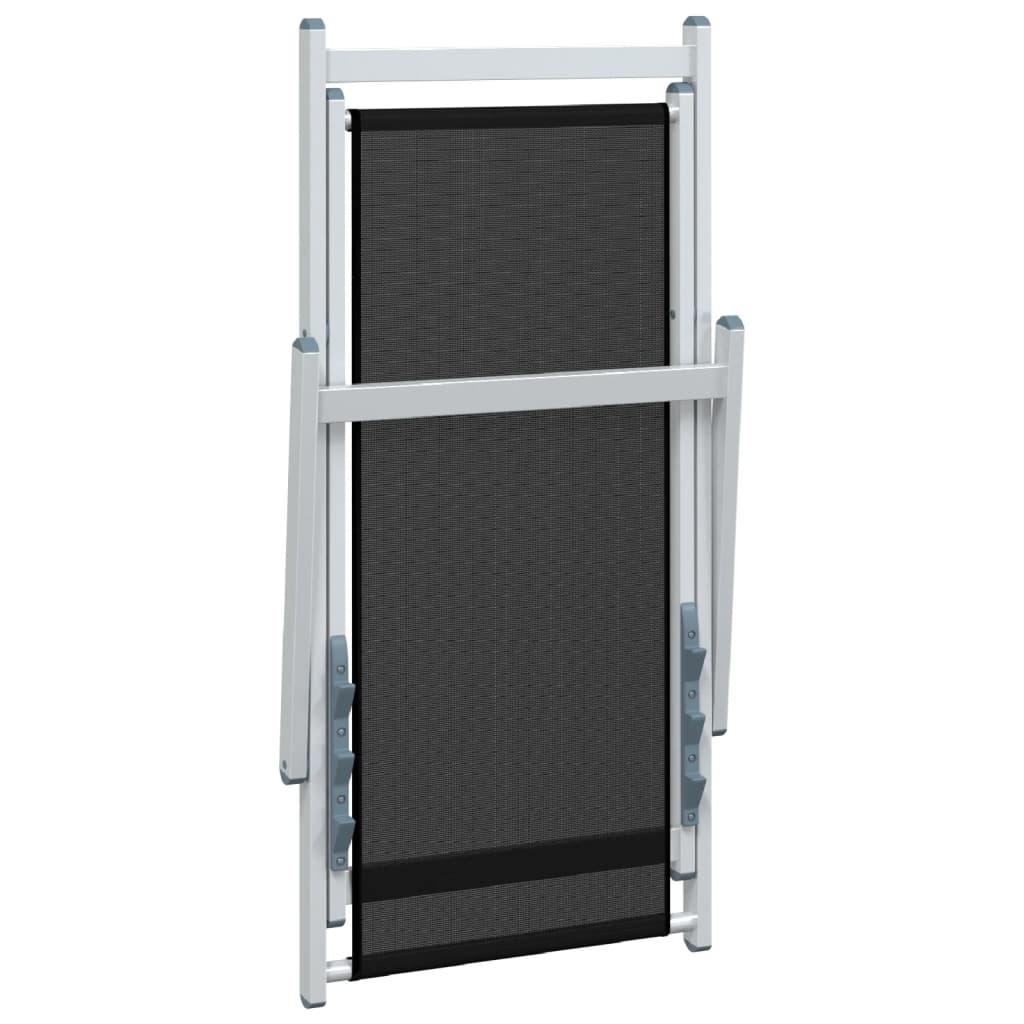 Sedie da Spiaggia Pieghevoli 2 pz Nere in Alluminio e Textilene - homemem39