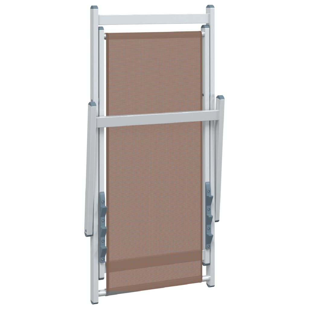 Sedie da Spiaggia Pieghevoli 2 pz Marrone Alluminio e Textilene - homemem39