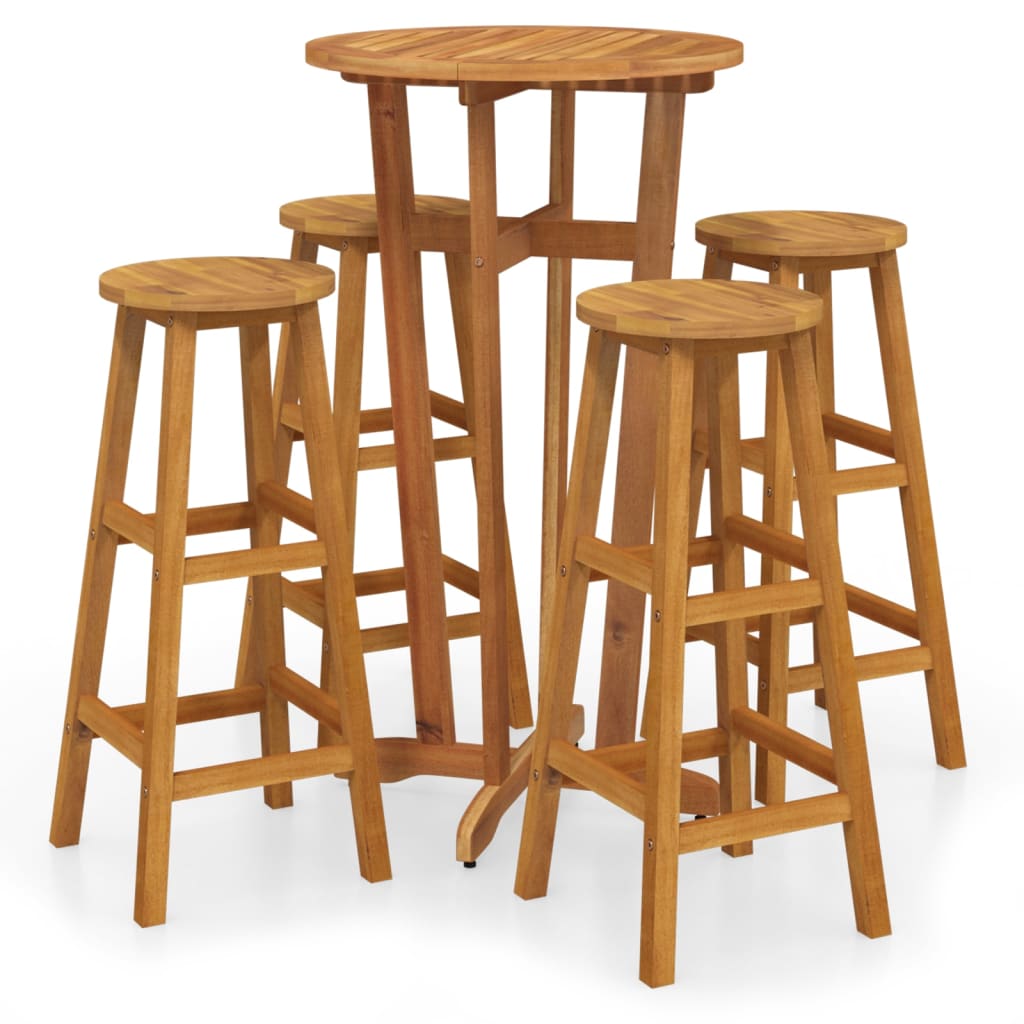 Set da Bar da Giardino 5 pz in Legno Massello di Acacia | homemem39