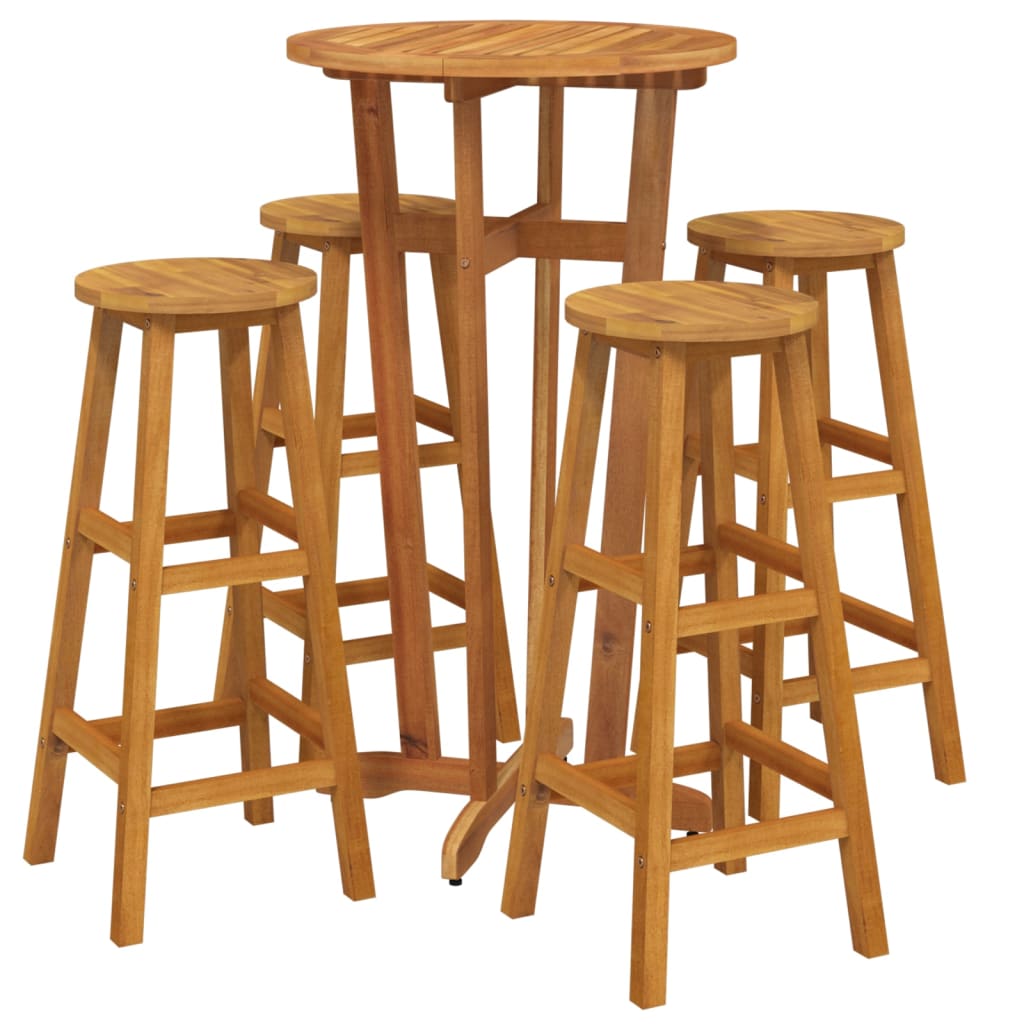 Set da Bar da Giardino 5 pz in Legno Massello di Acacia | homemem39