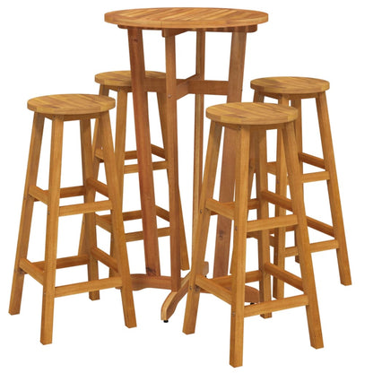 Set da Bar da Giardino 5 pz in Legno Massello di Acacia | homemem39