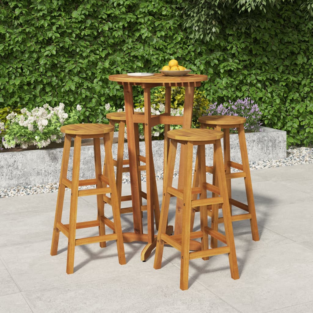 Set da Bar da Giardino 5 pz in Legno Massello di Acacia | homemem39
