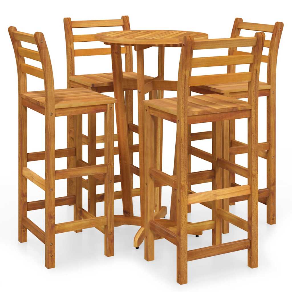 Set da Bar da Giardino 5 pz in Legno Massello di Acacia | homemem39