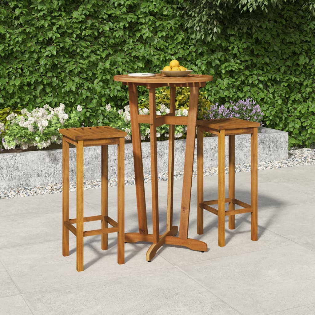 Set da Bar da Giardino 3 pz in Legno Massello di Acacia | homemem39