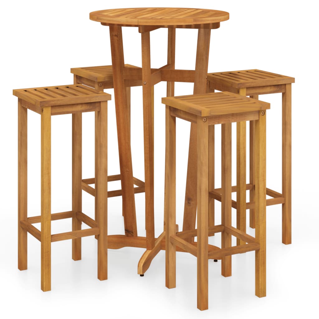 Set da Bar da Giardino 5 pz in Legno Massello di Acacia | homemem39