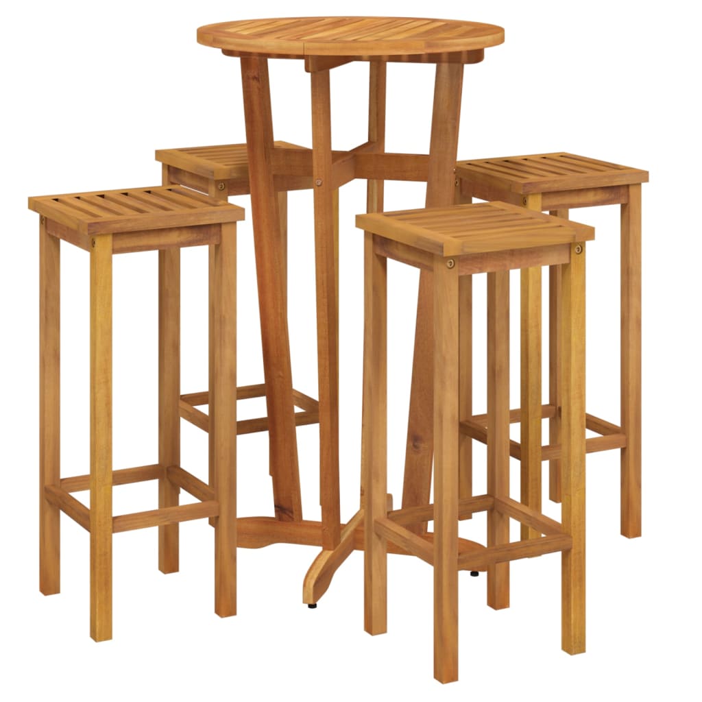 Set da Bar da Giardino 5 pz in Legno Massello di Acacia | homemem39