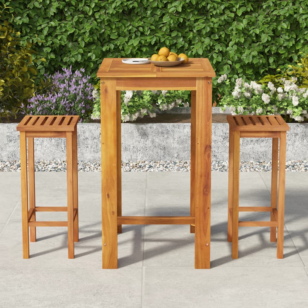 Set da Bar da Giardino 3 pz in Legno Massello di Acacia | homemem39