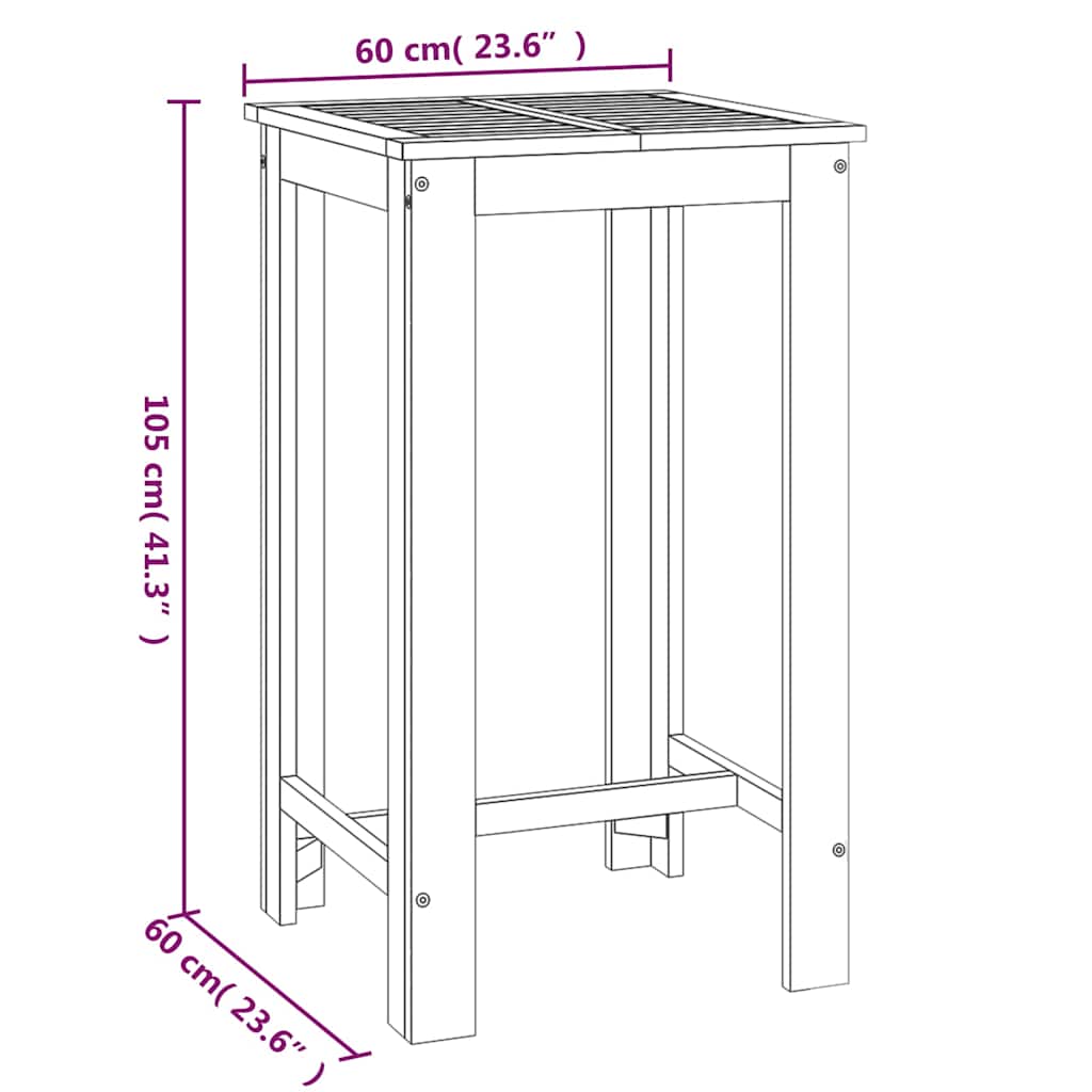 Set da Bar da Giardino 5 pz in Legno Massello di Acacia | homemem39
