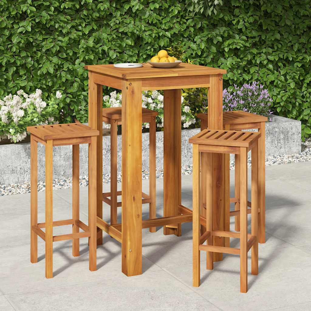 Set da Bar da Giardino 5 pz in Legno Massello di Acacia | homemem39